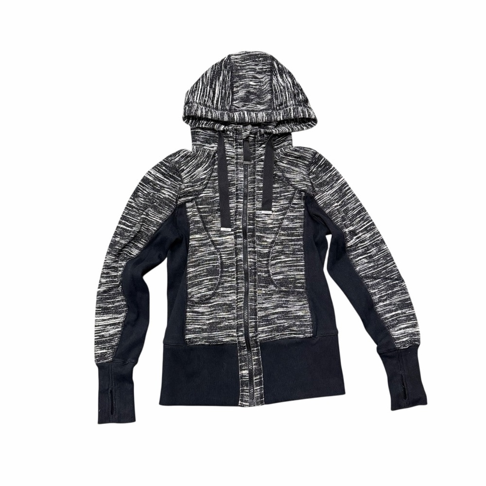 Zella XS Black Gray Marled Fitted Zip Up Hoodie Athletic Jacket